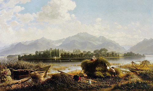 Picture: "View to Herrenchiemsee", Albin Mattenheimer, 1874