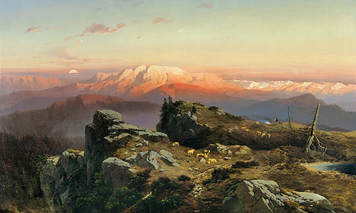 Picture: "Evening on the mountain Hohe Kampe", Karl Millner, 1860