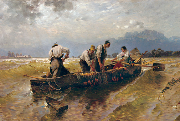 Picture: "Fishing on the Chiemsee", Joseph Wopfner, 1886