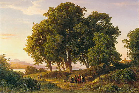 Picture: "Evening on Frauenchiemsee Island", F. A. Kessler, 1858